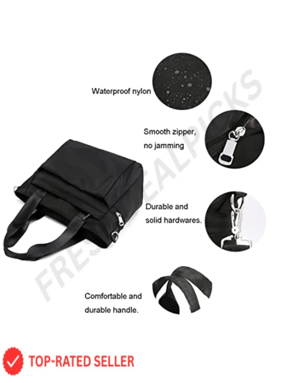 Waterproof Nylon Crossbody Tote Bag Multi-Pocket Shoulder Handbag